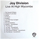 Joy Division - Live At High Wycombe